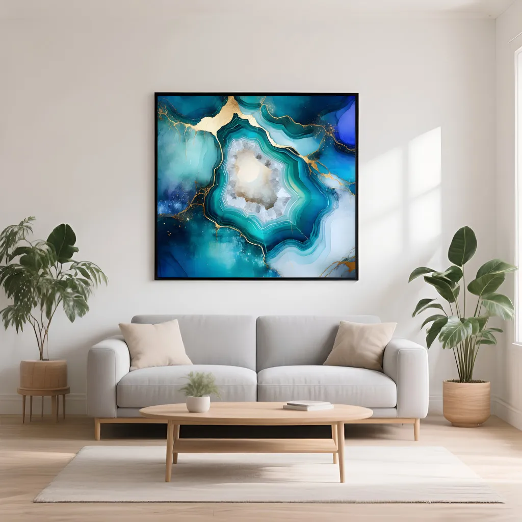 PixuPrint Abstract geode blue green gold