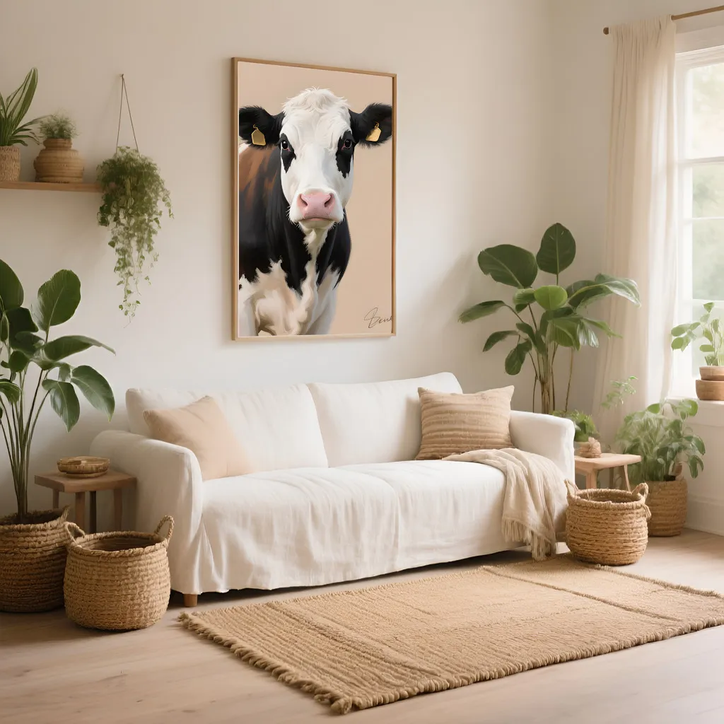 PixuPrint Black And White Cow Portrait
