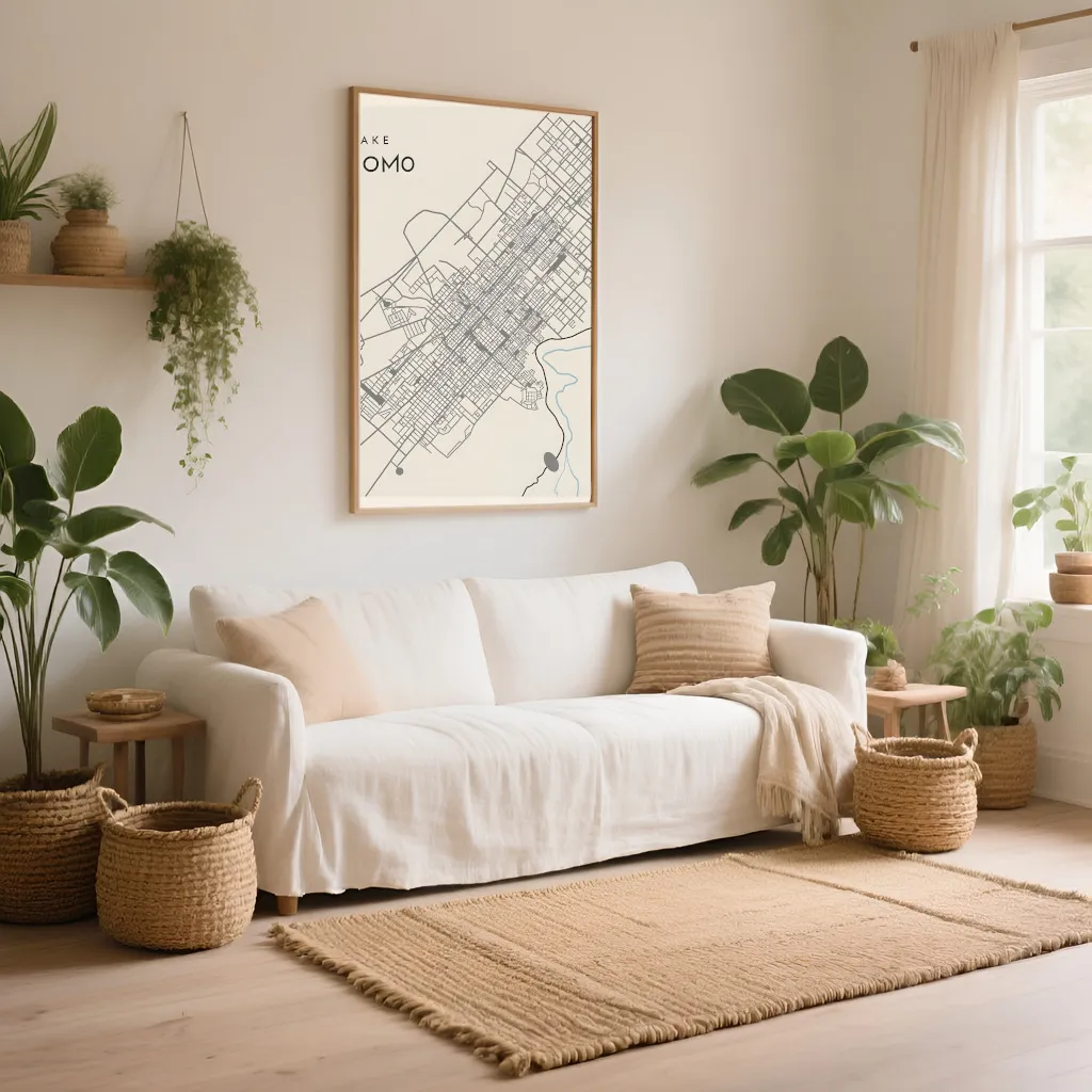 PixuPrint Lake Como Minimal Map Print
