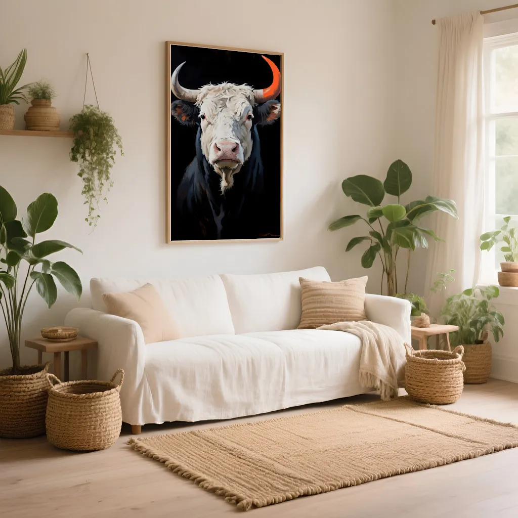 PixuPrint Long Horn Cow Portrait
