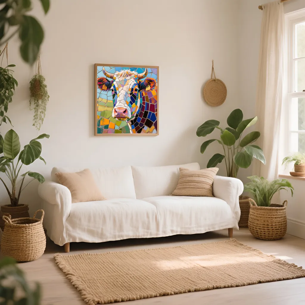 PixuPrint Mosaic Cow Portrait