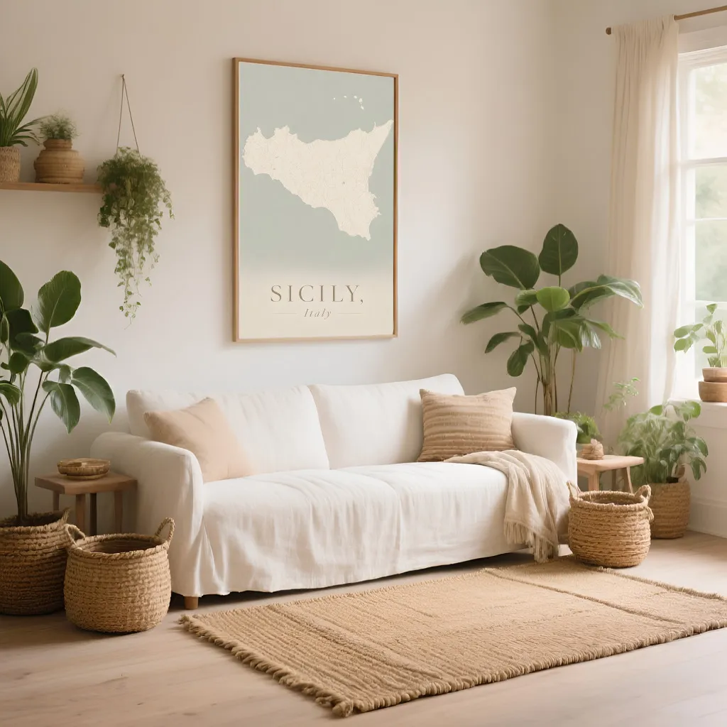 PixuPrint Sicily Minimal Map Print