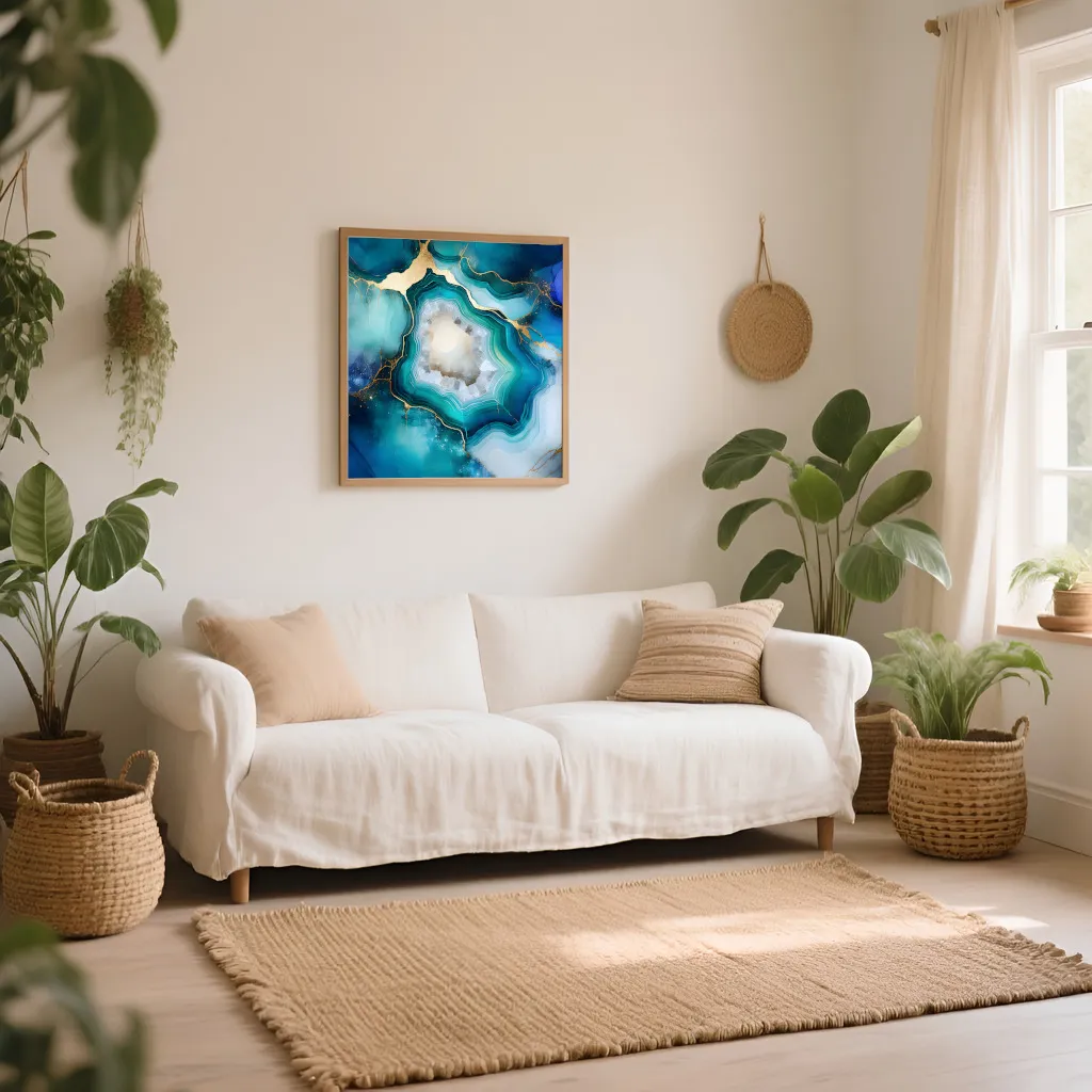 PixuPrint Abstract geode blue green gold