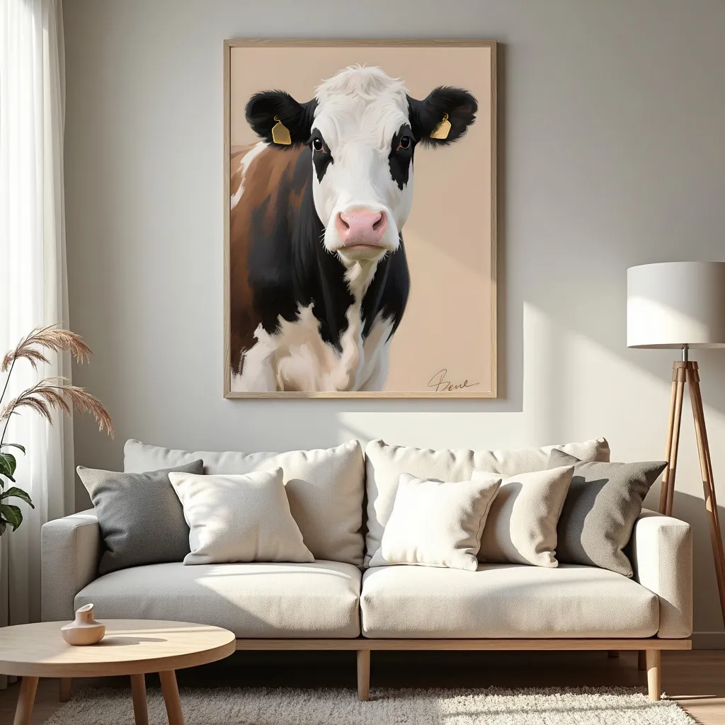 PixuPrint Black And White Cow Portrait