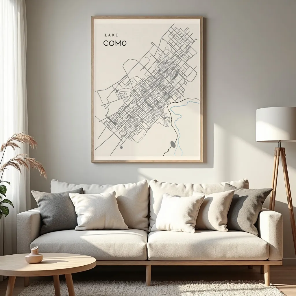 PixuPrint Lake Como Minimal Map Print