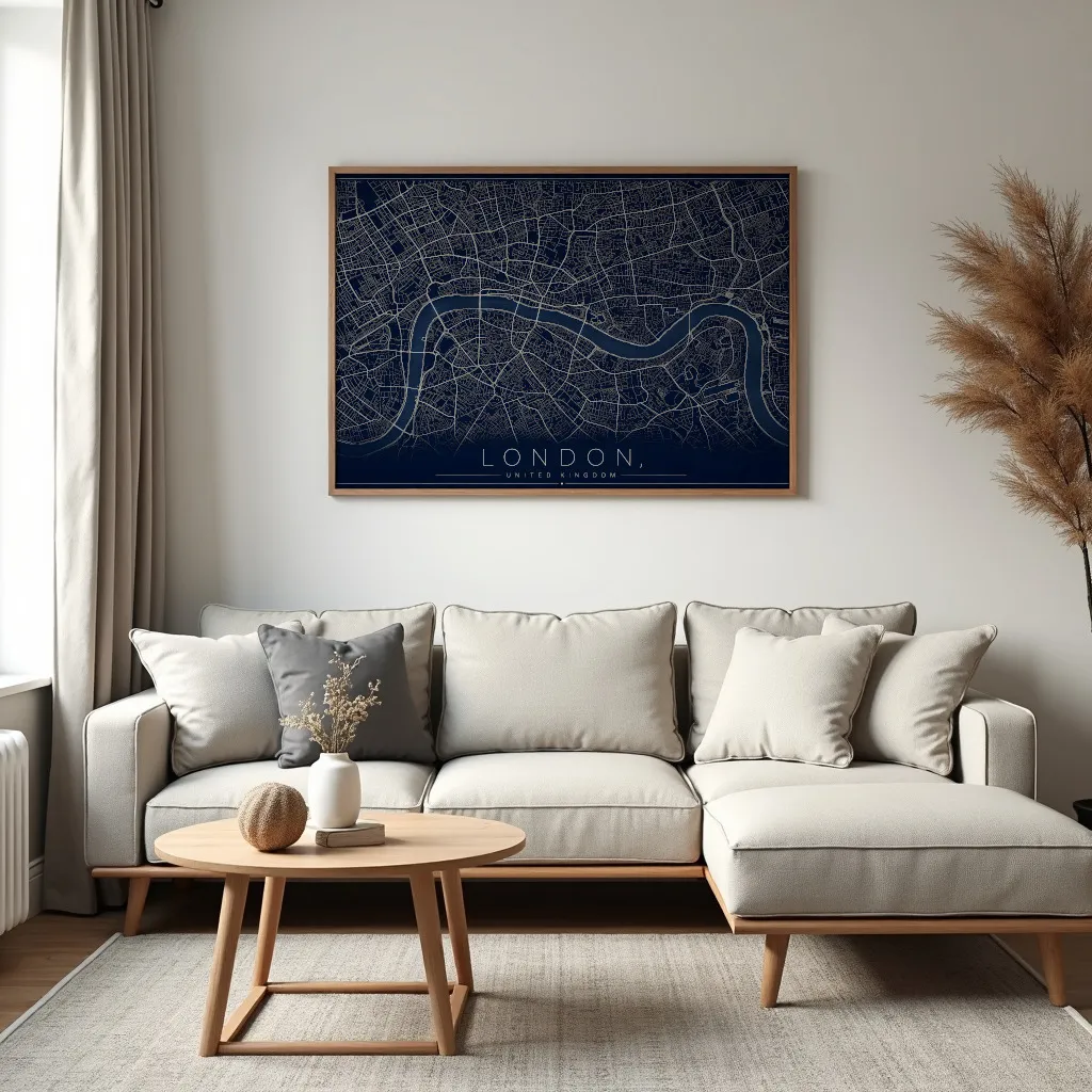 PixuPrint London Midnight Blue Map Print
