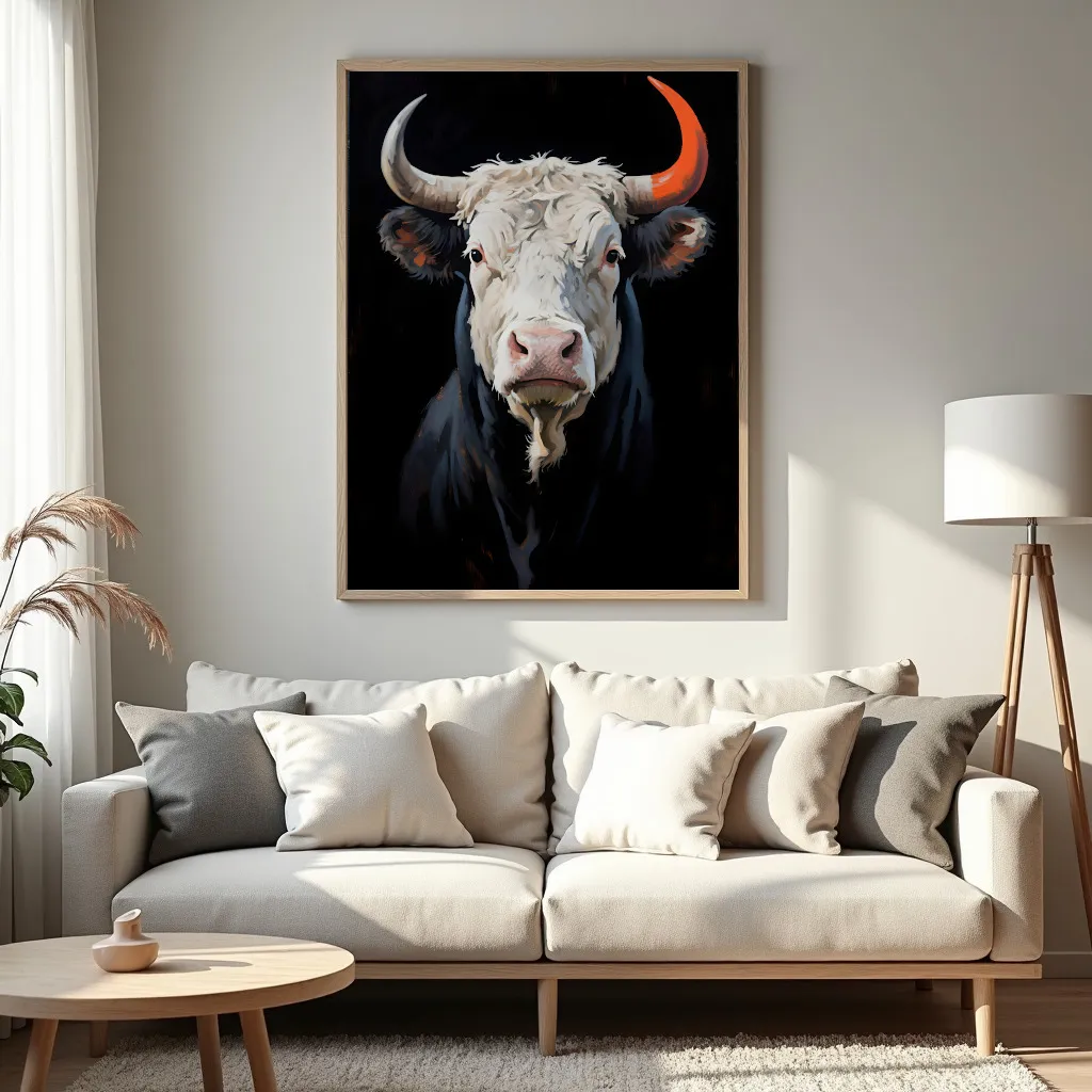 PixuPrint Long Horn Cow Portrait