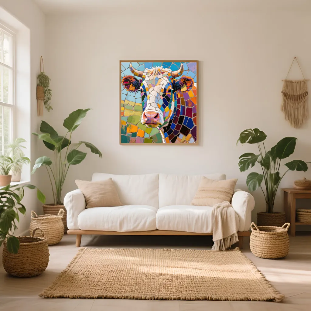 PixuPrint Mosaic Cow Portrait