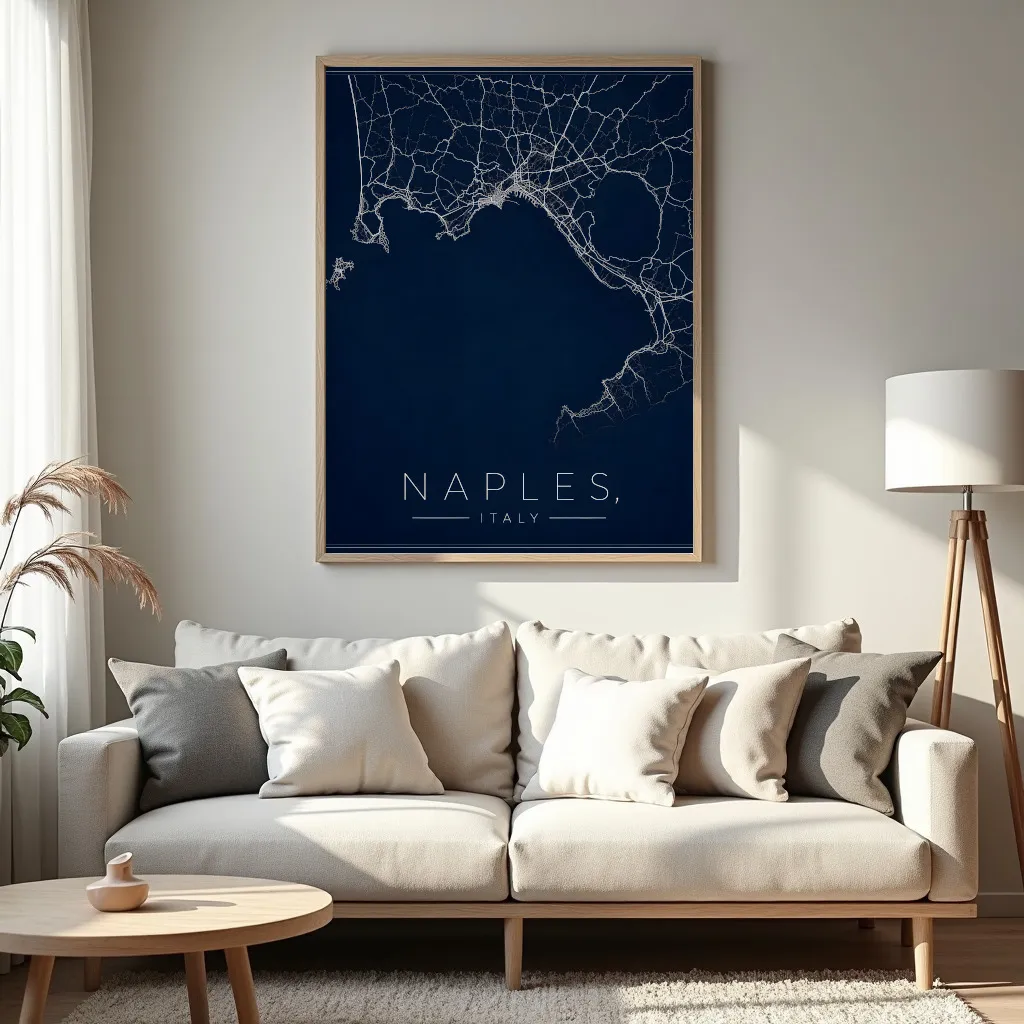 PixuPrint Naples Midnight Blue Map Print