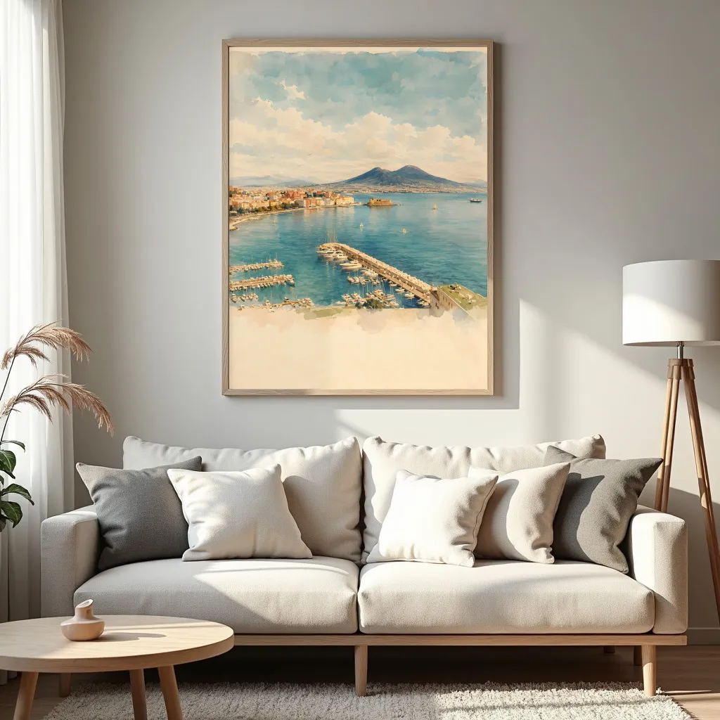 PixuPrint Naples Watercolor Travel Print