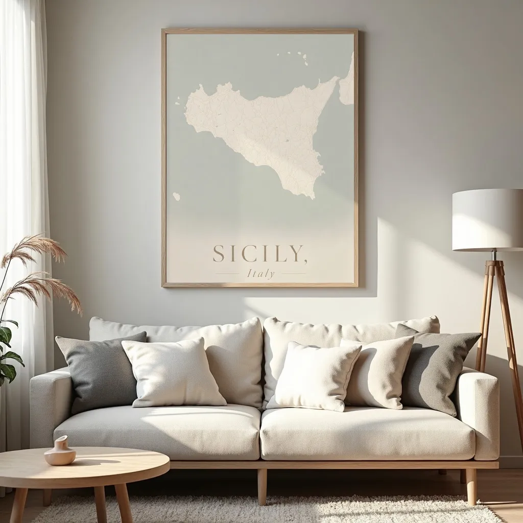 PixuPrint Sicily Minimal Map Print