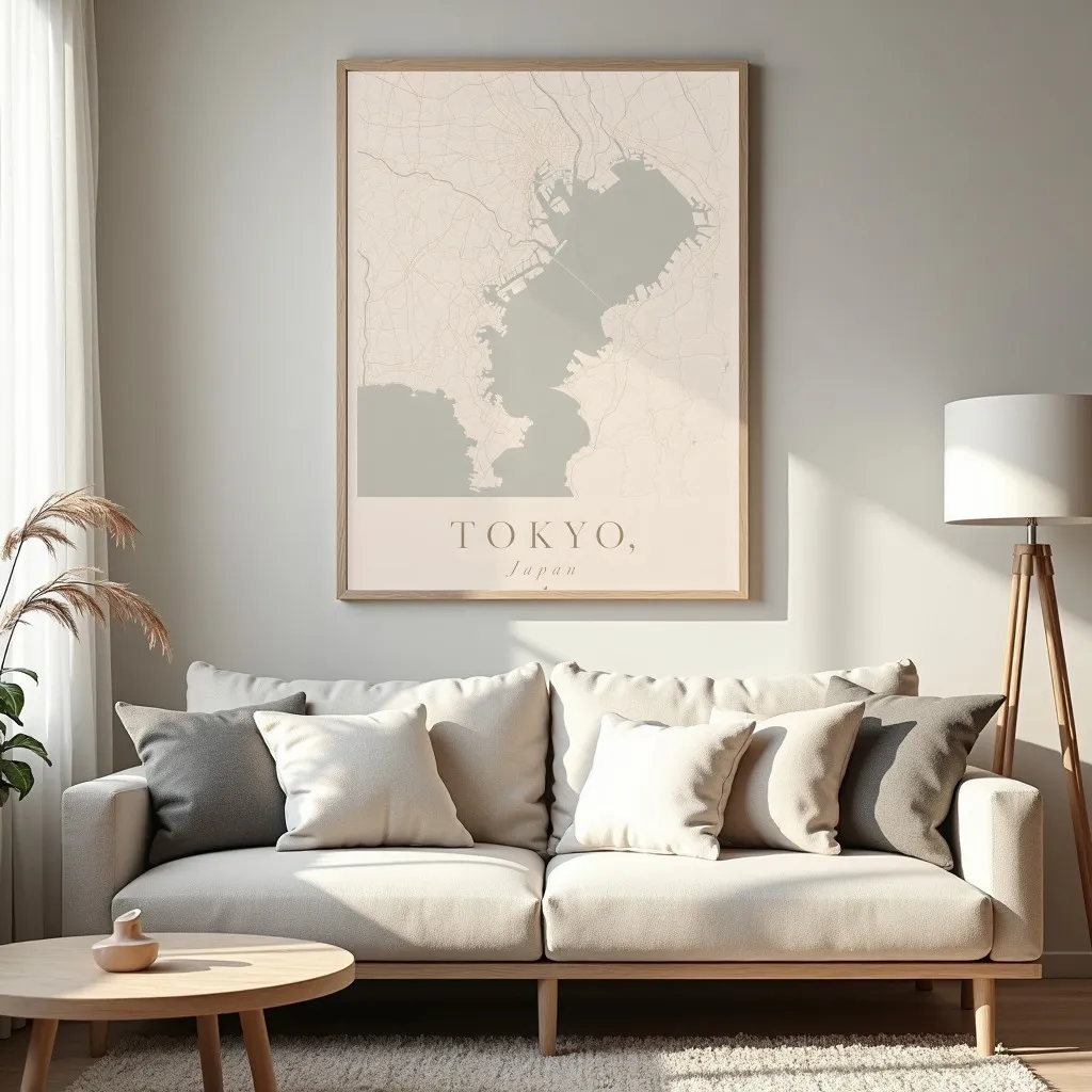 PixuPrint Tokyo Neutral Map Print