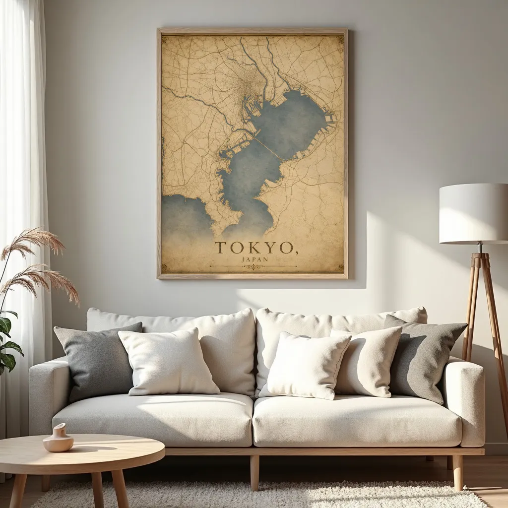 PixuPrint Tokyo Vintage Map Print