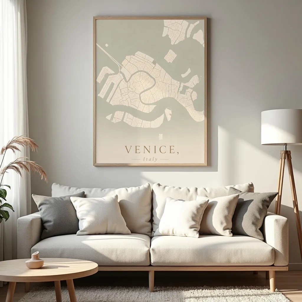 PixuPrint Venice Neutral Map Print