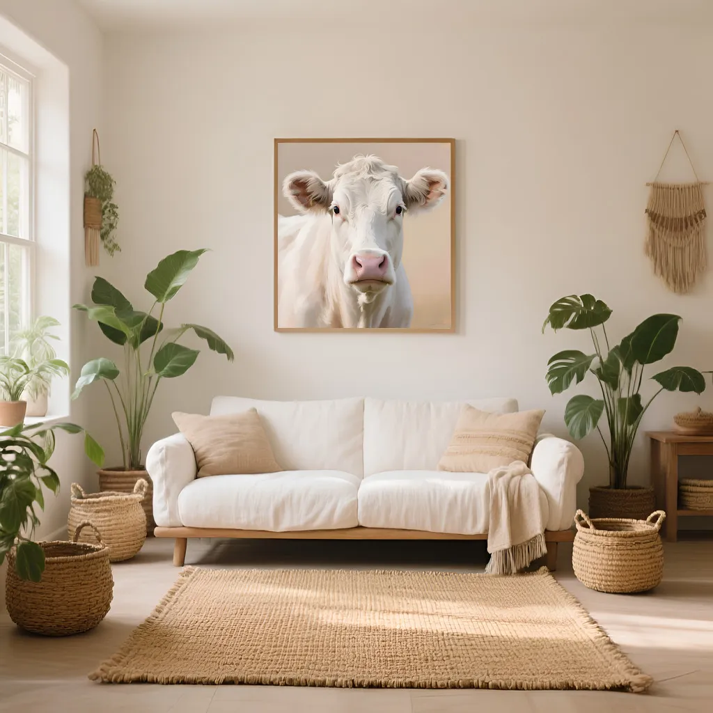 PixuPrint White Cow Portrait