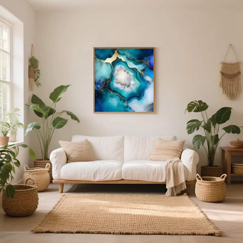 PixuPrint Abstract geode blue green gold