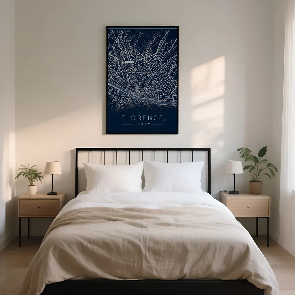 PixuPrint Florence Midnight Blue Map Print