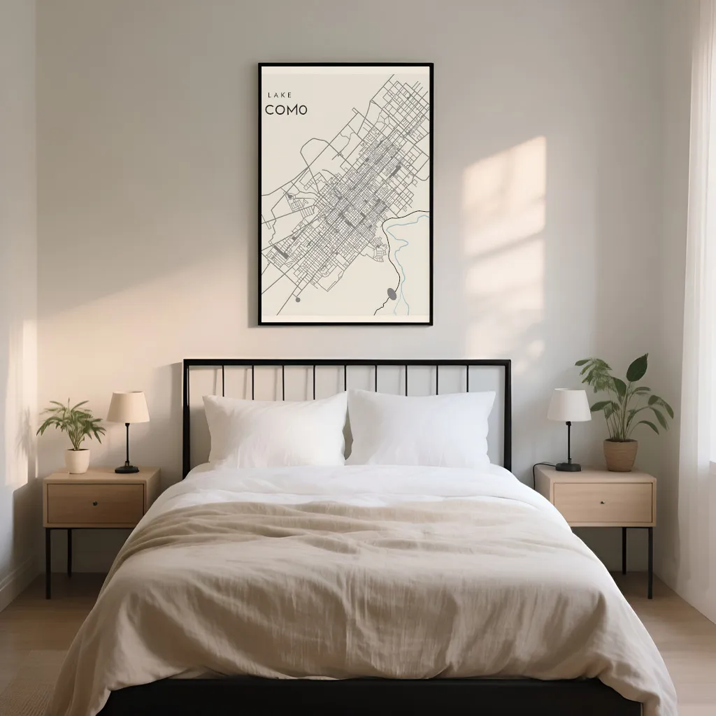 PixuPrint Lake Como Minimal Map Print