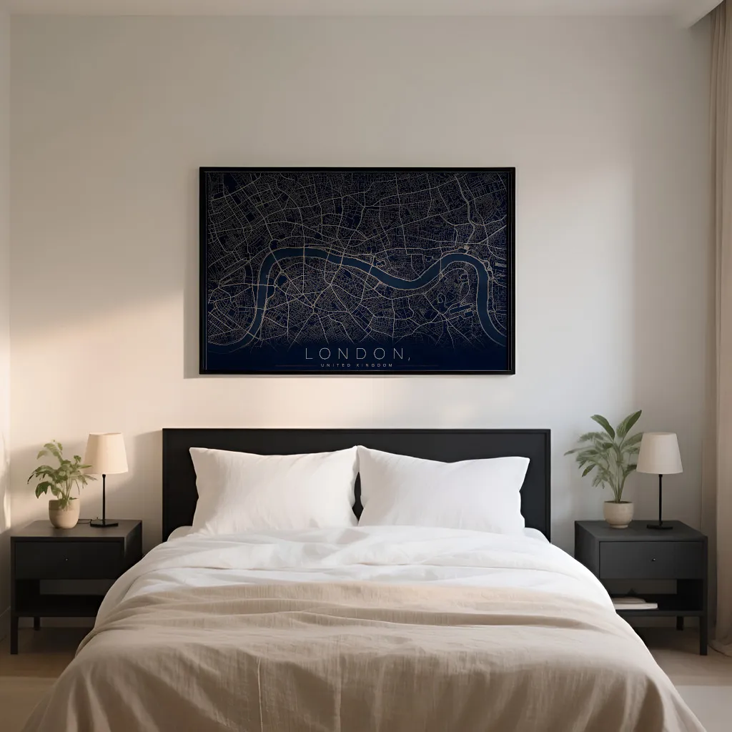 PixuPrint London Midnight Blue Map Print