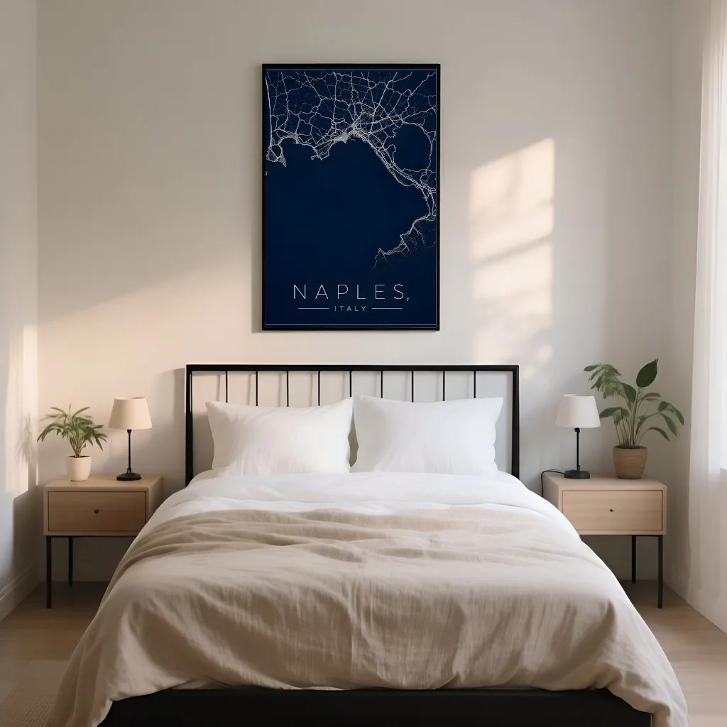 PixuPrint Naples Midnight Blue Map Print