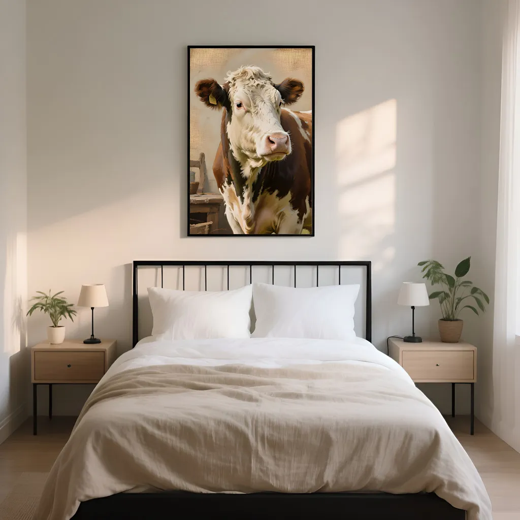 PixuPrint Rustic Farm Cow Portrait