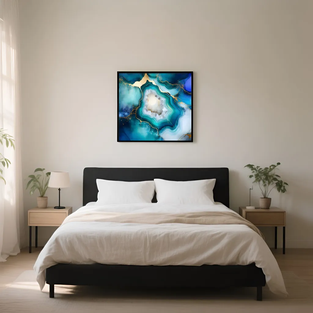PixuPrint Abstract geode blue green gold
