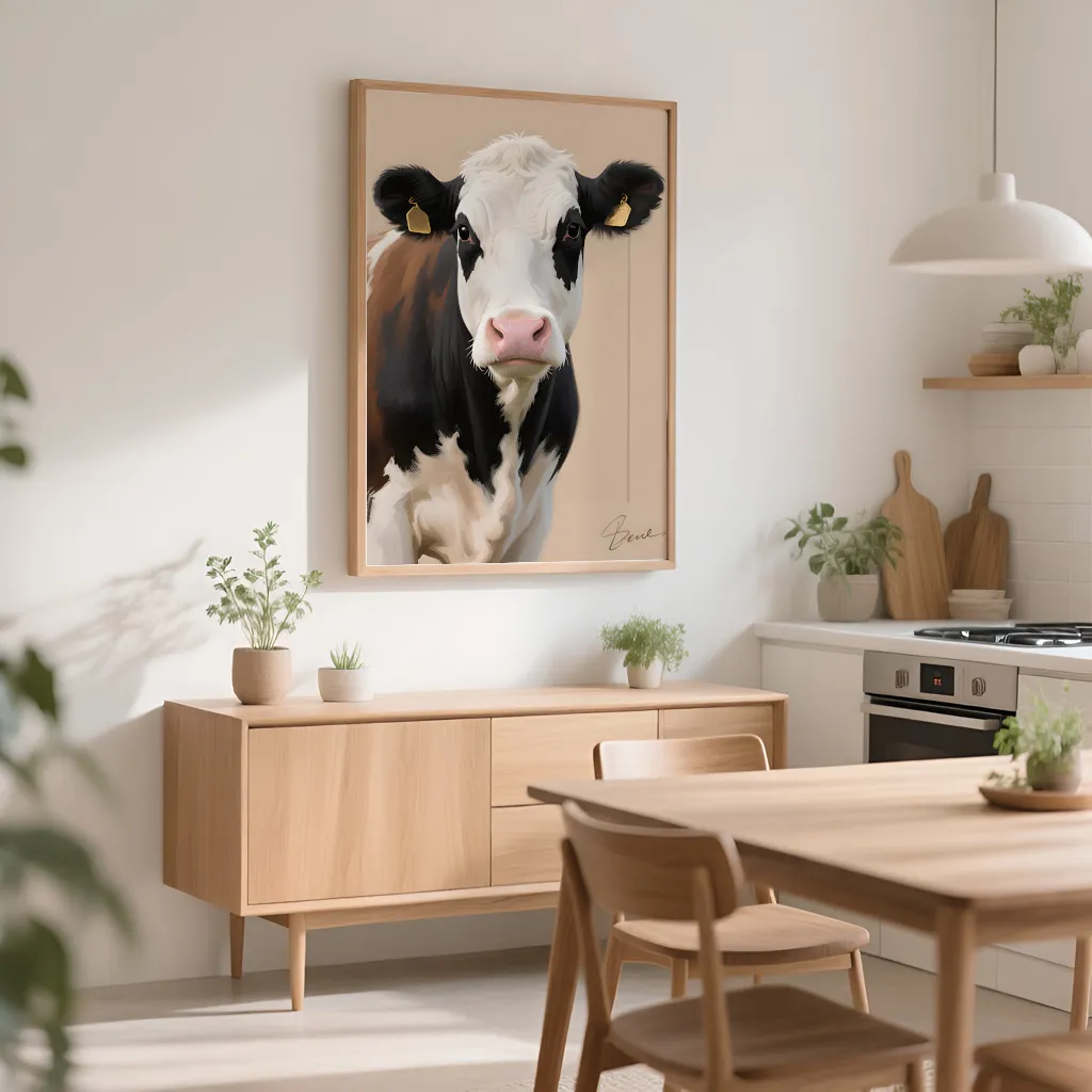 PixuPrint Black And White Cow Portrait