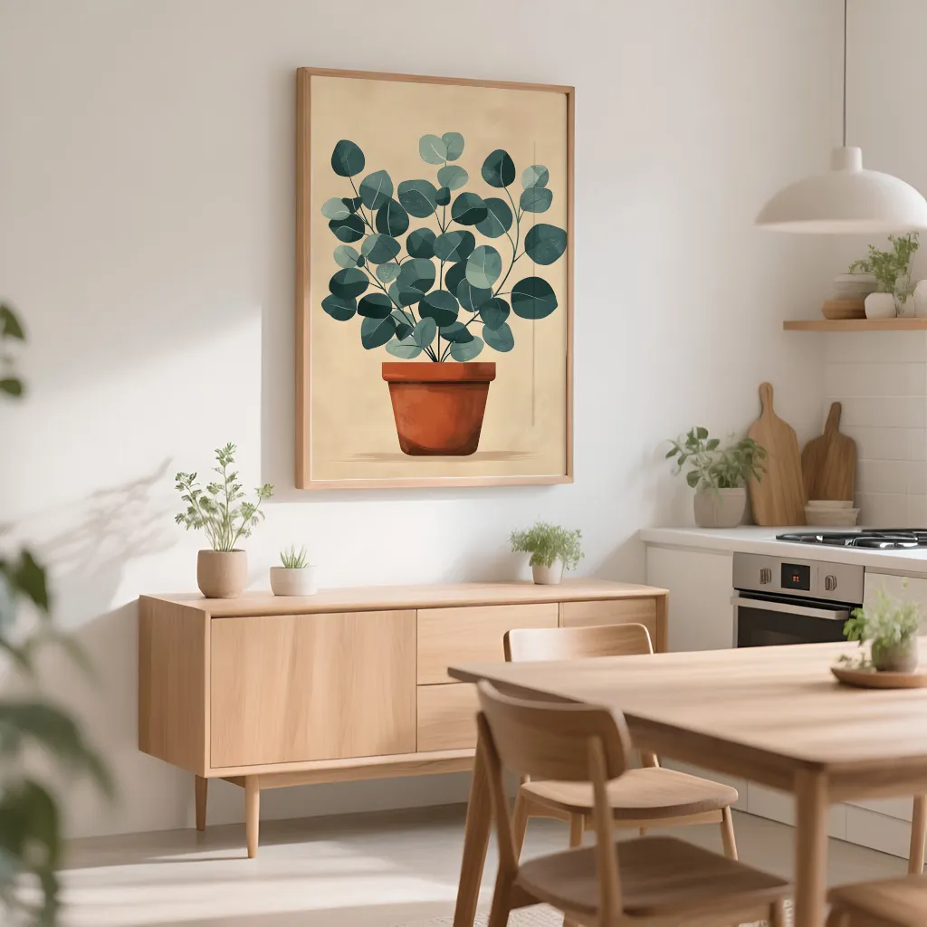 PixuPrint Cute Illustration Eucalyptus Plant Terrace Boho