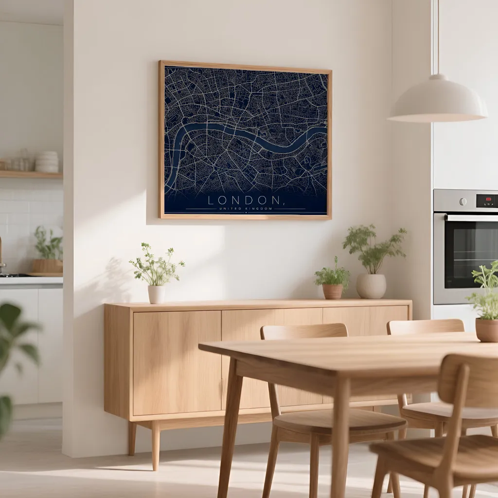 PixuPrint London Midnight Blue Map Print