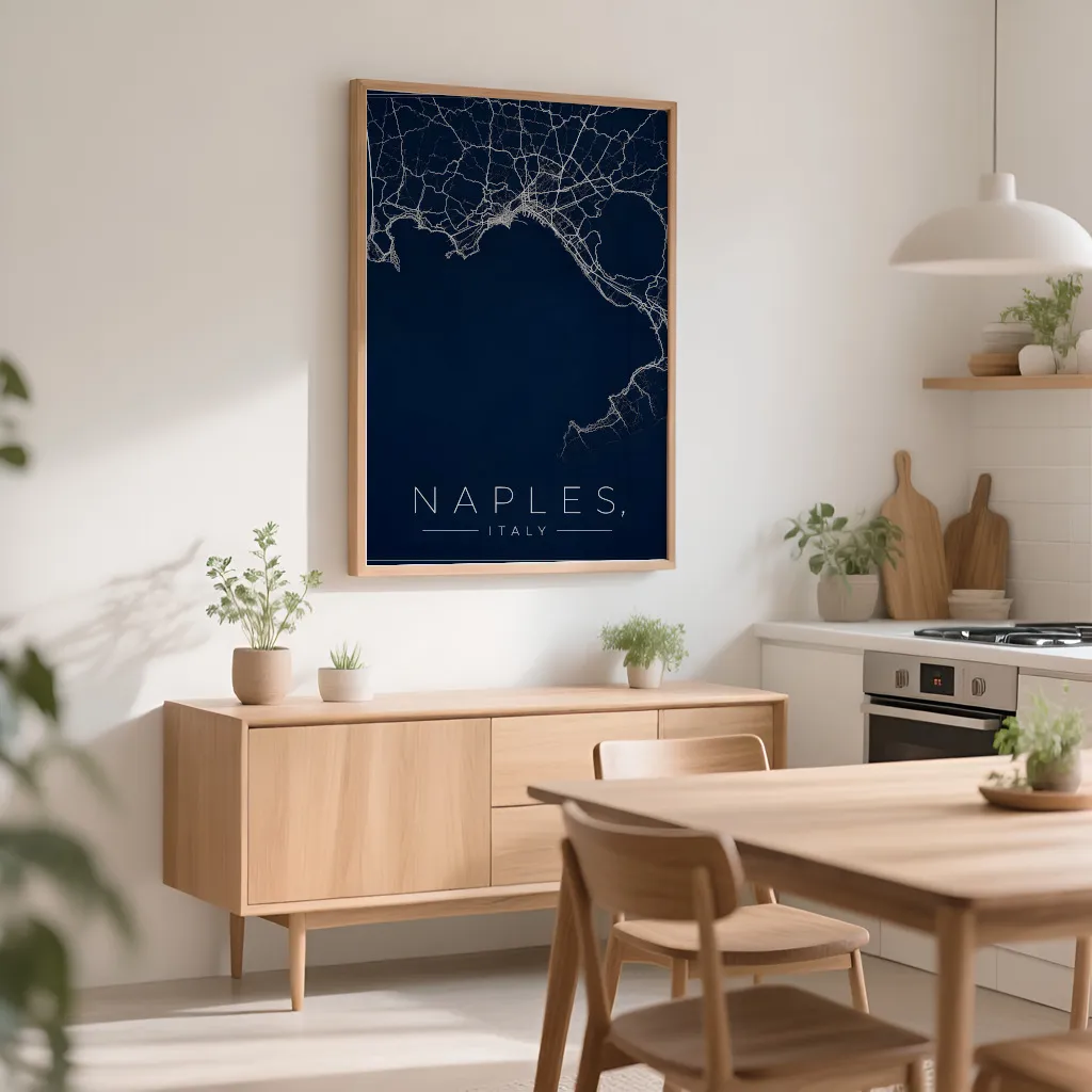 PixuPrint Naples Midnight Blue Map Print