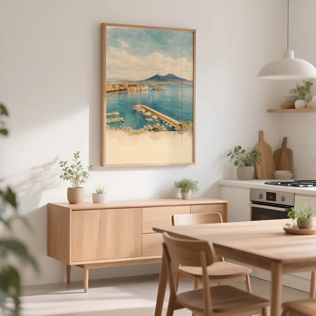 PixuPrint Naples Watercolor Travel Print