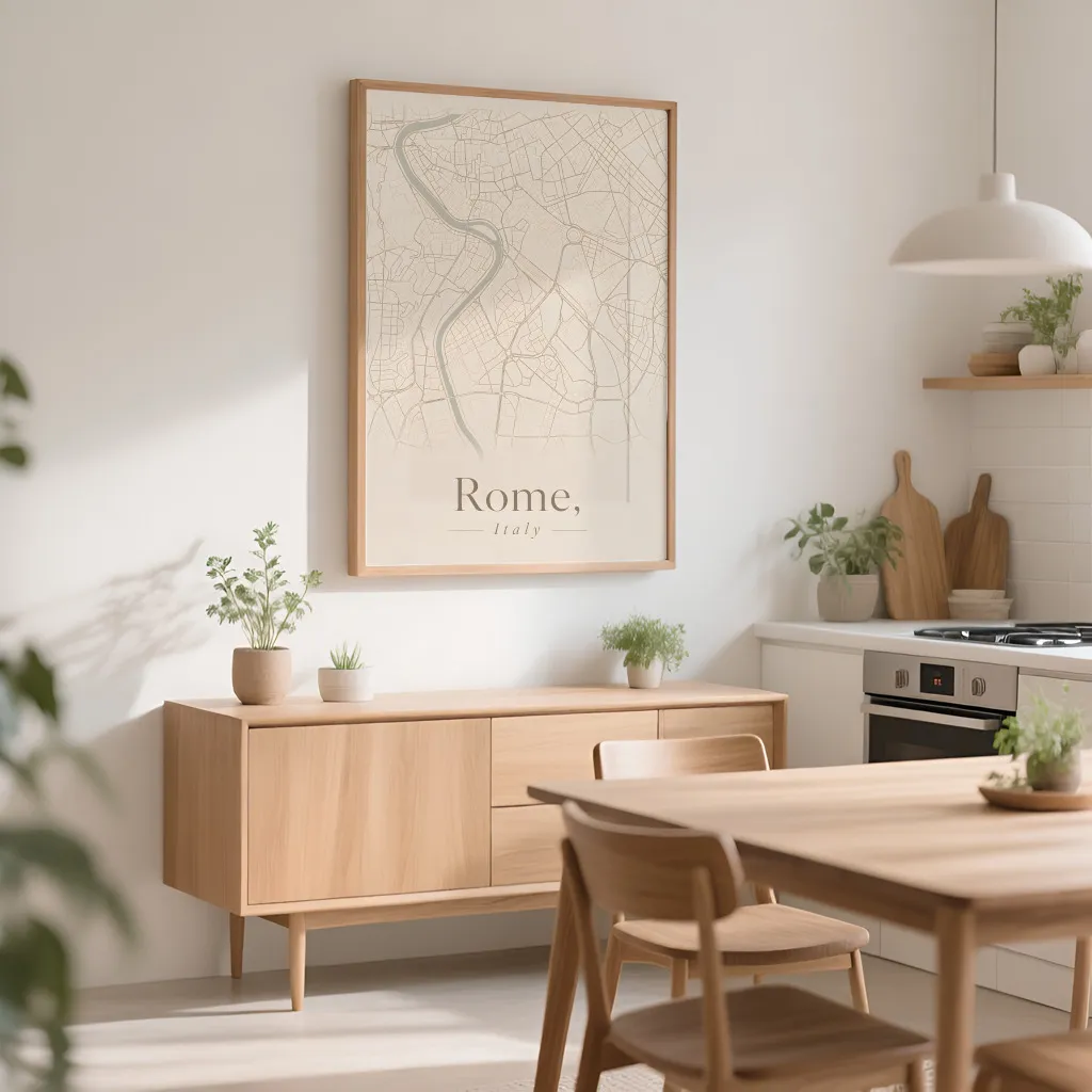 PixuPrint Rome Neutral Map Print