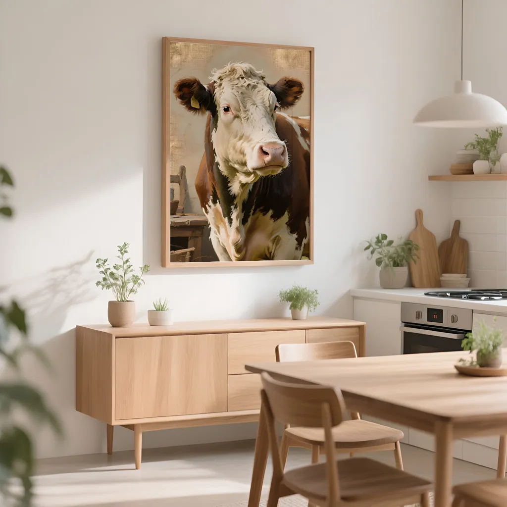 PixuPrint Rustic Farm Cow Portrait