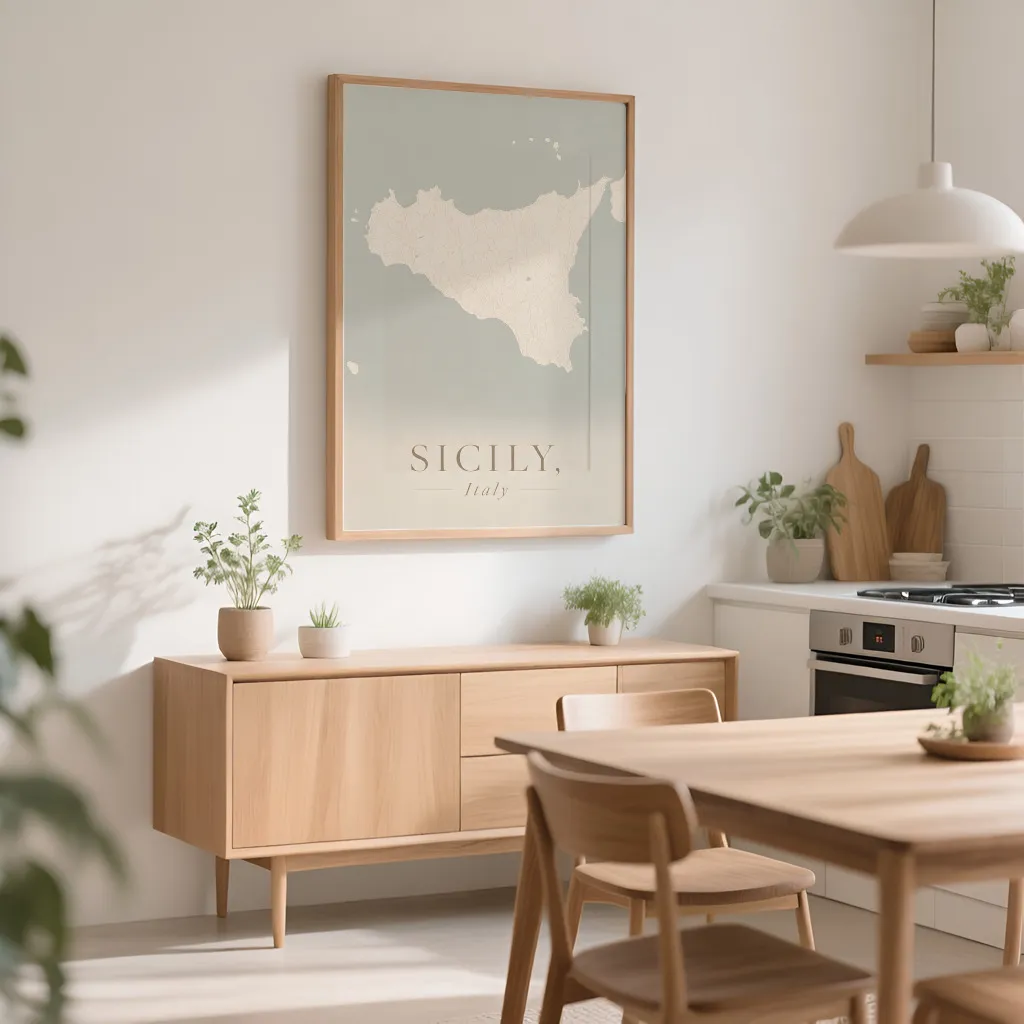 PixuPrint Sicily Minimal Map Print