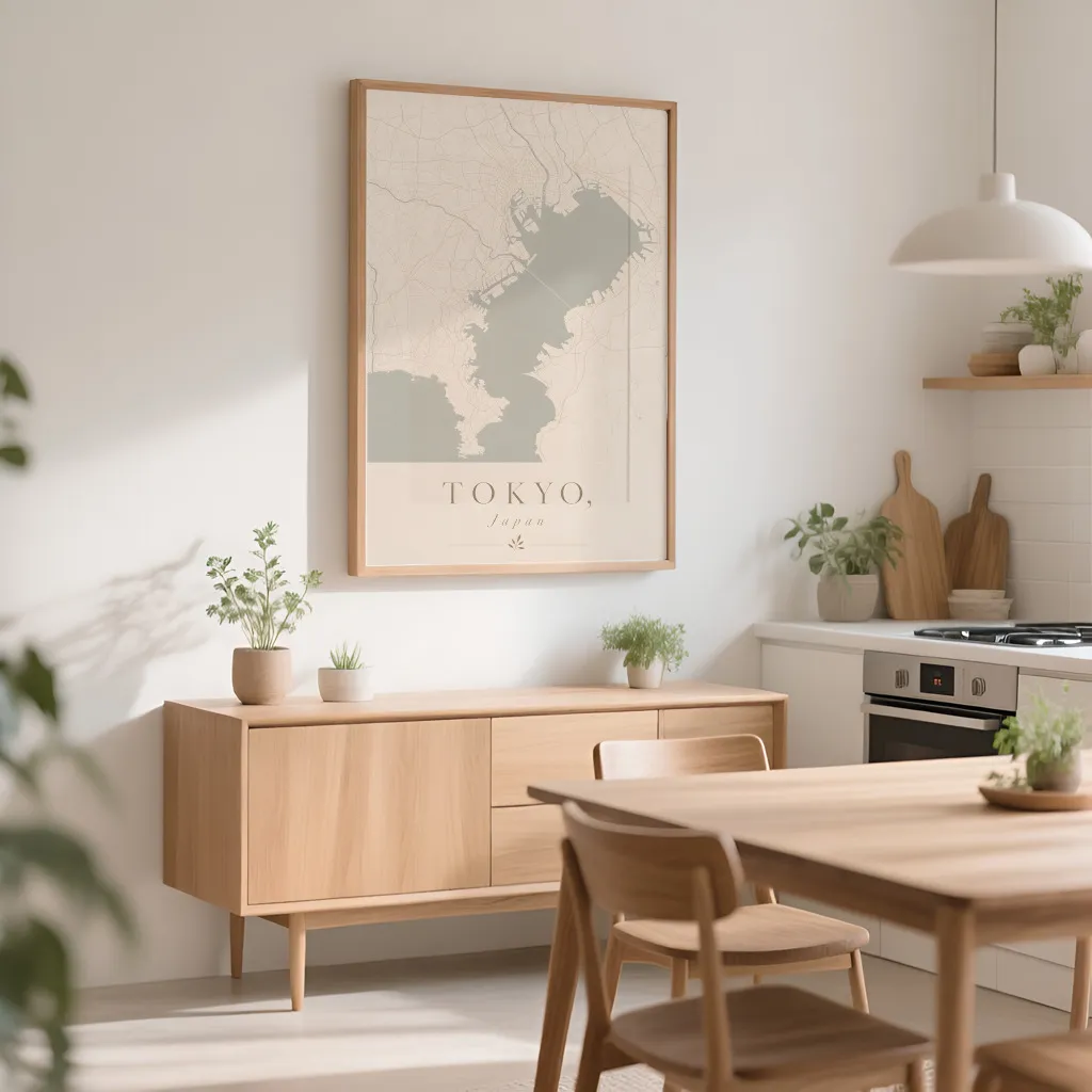 PixuPrint Tokyo Neutral Map Print