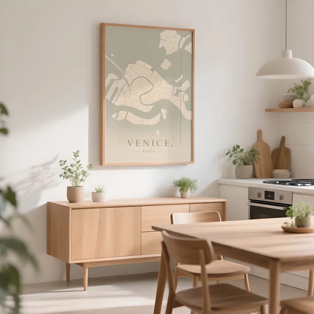 PixuPrint Venice Neutral Map Print