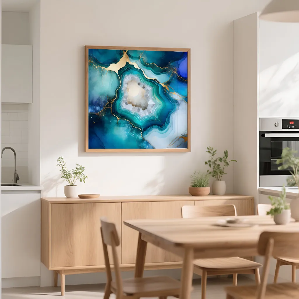 PixuPrint Abstract geode blue green gold
