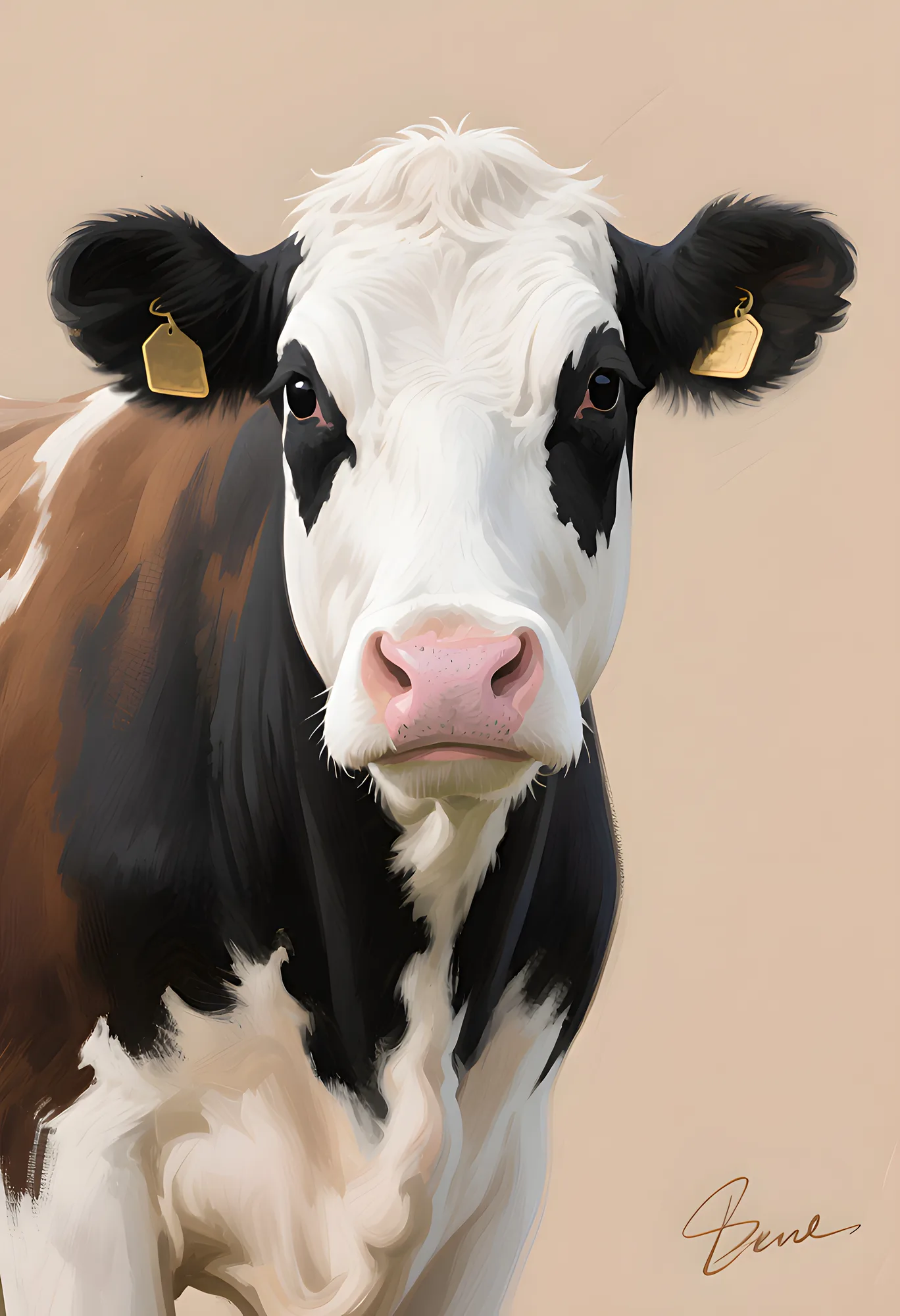 PixuPrint Black And White Cow Portrait