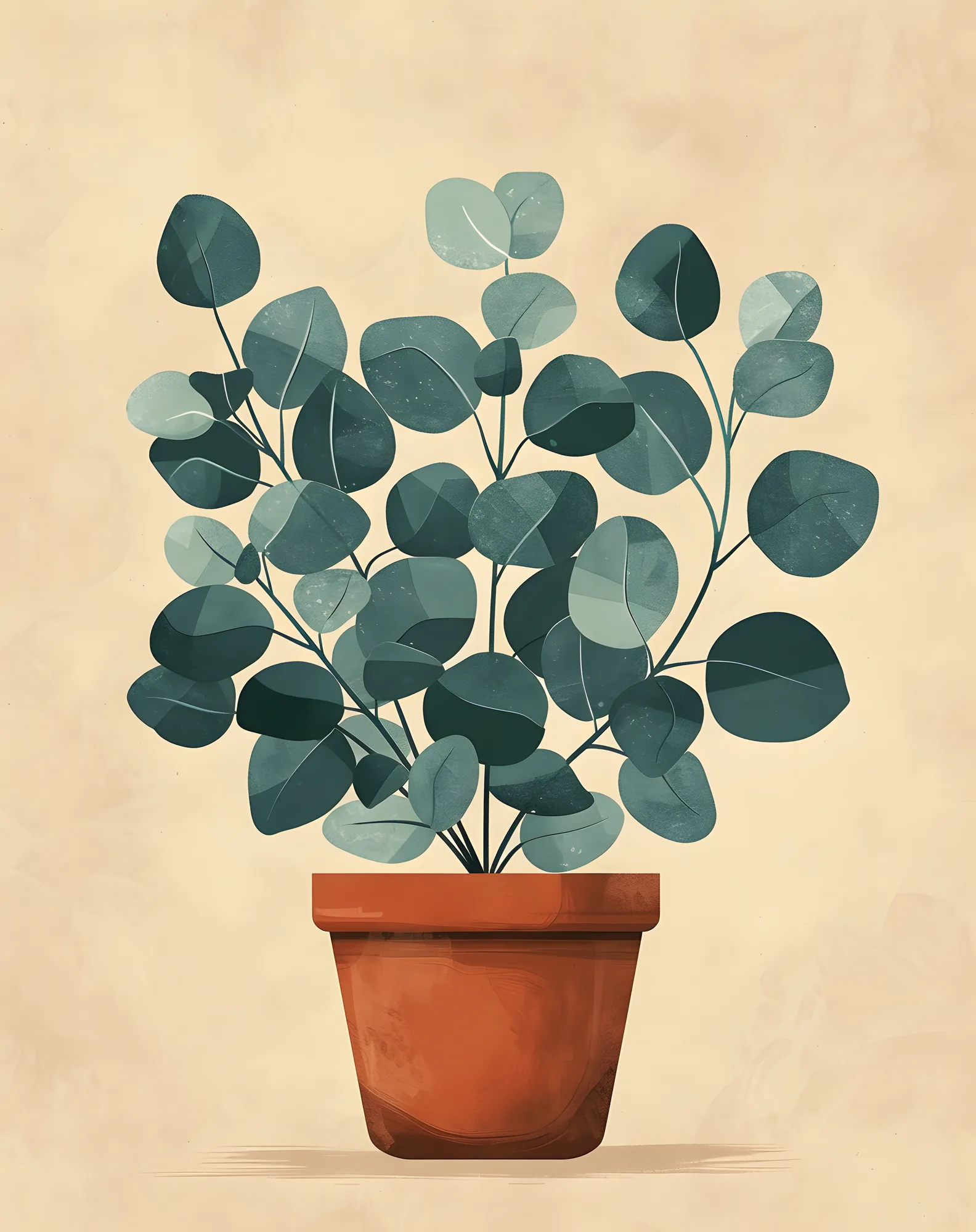 PixuPrint Cute Illustration Eucalyptus Plant Terrace Boho