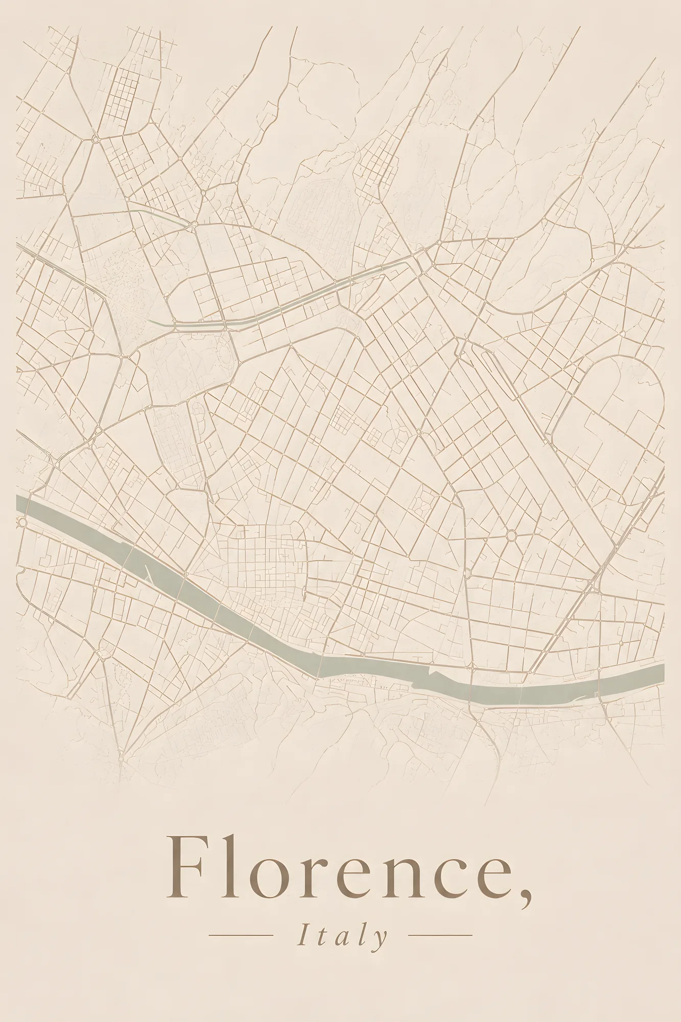 PixuPrint Florence Neutral Map Print
