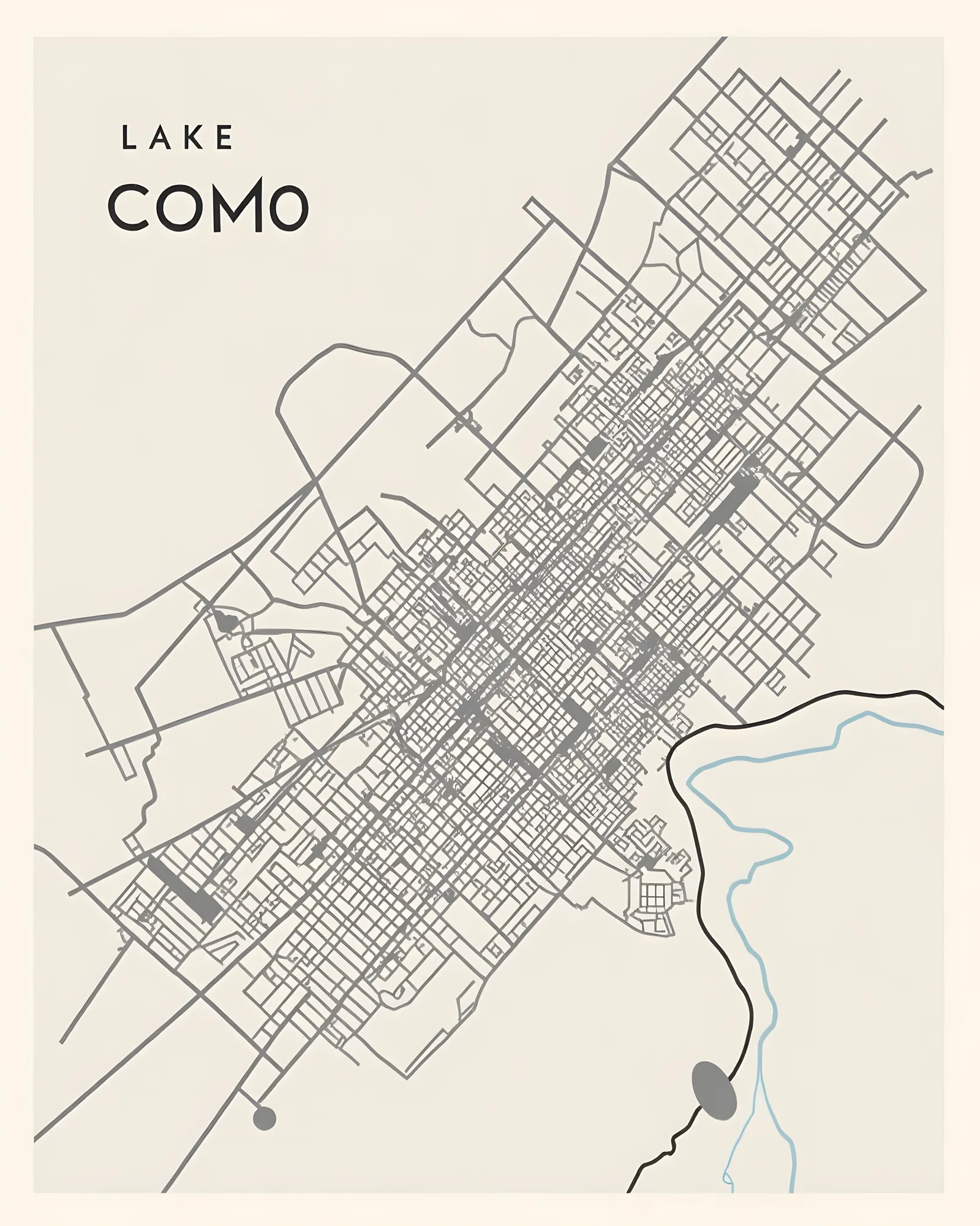PixuPrint Lake Como Minimal Map Print
