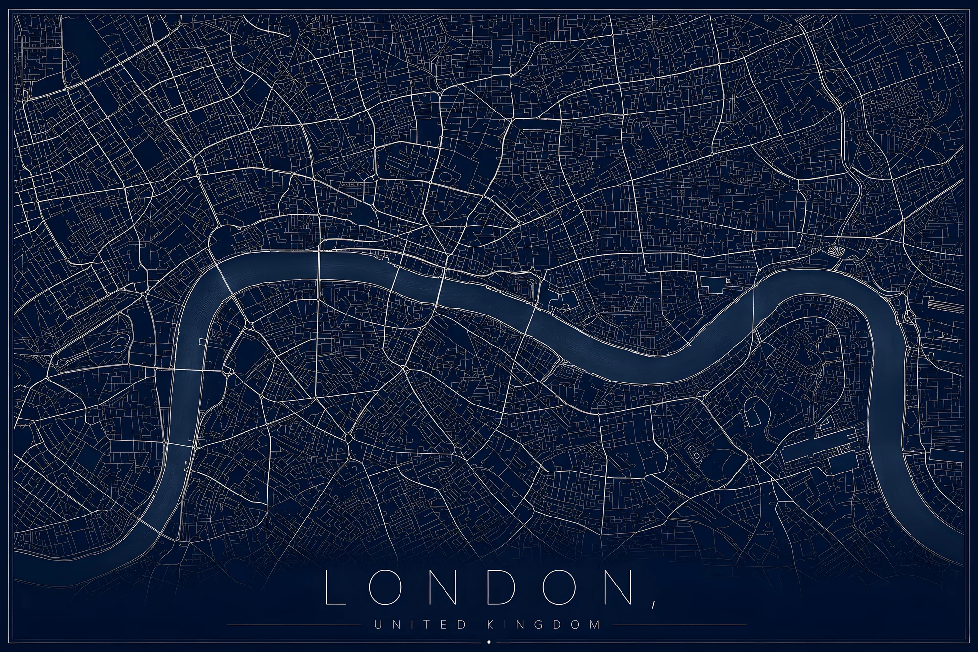PixuPrint London Midnight Blue Map Print