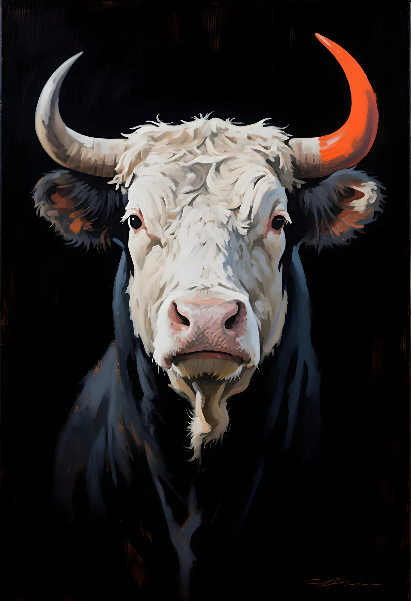 PixuPrint Long Horn Cow Portrait