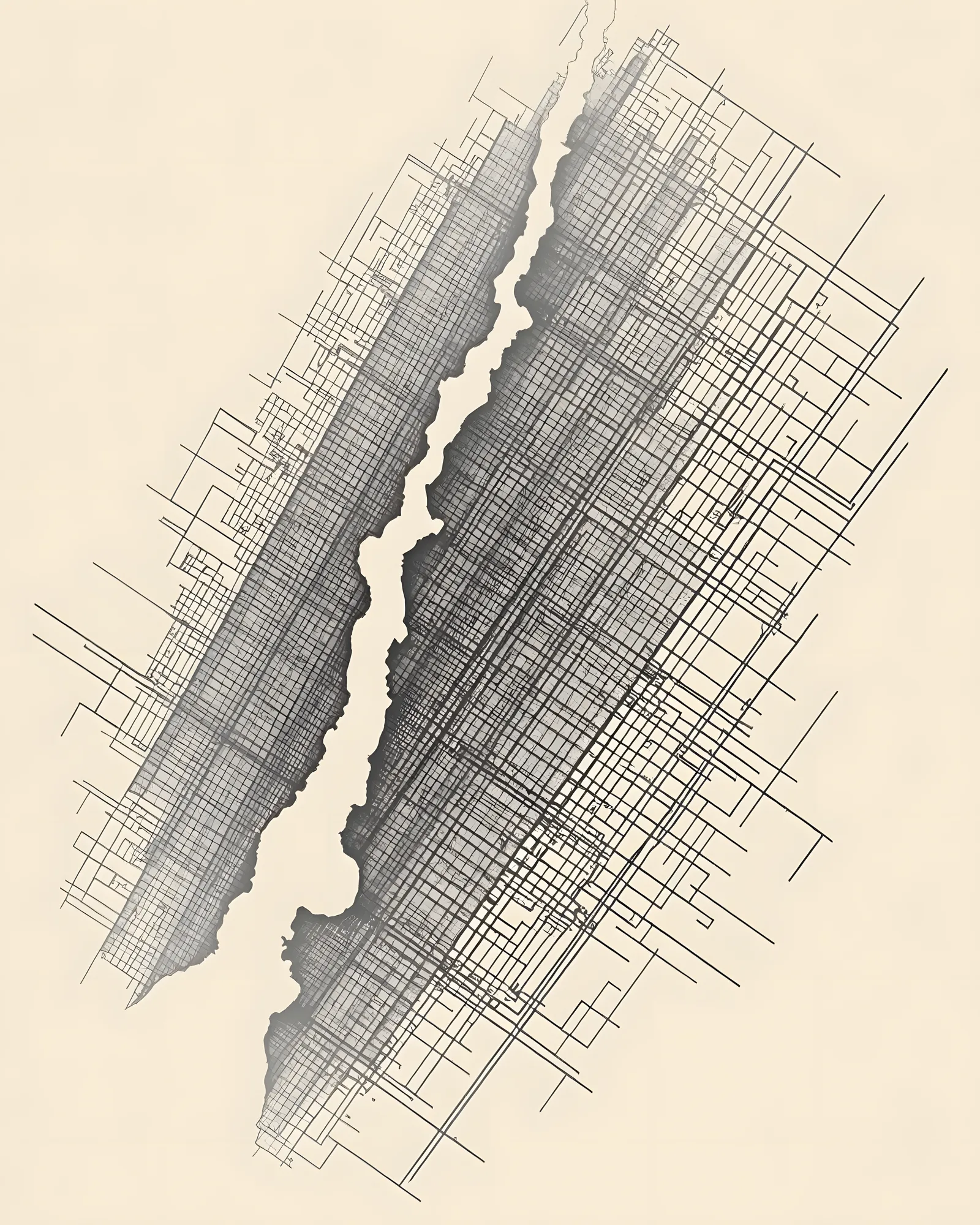 PixuPrint Manhattan Minimal Map Print