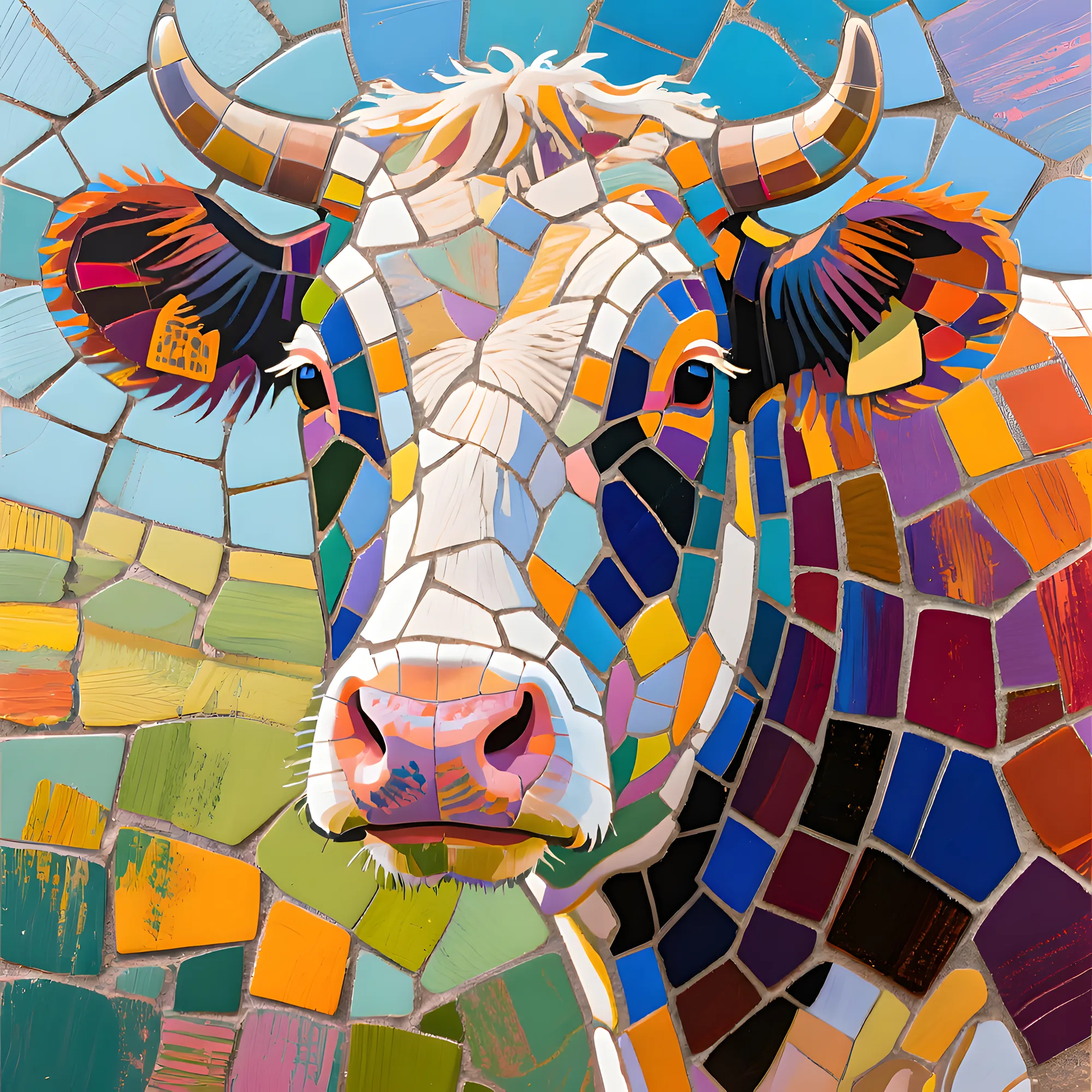 PixuPrint Mosaic Cow Portrait