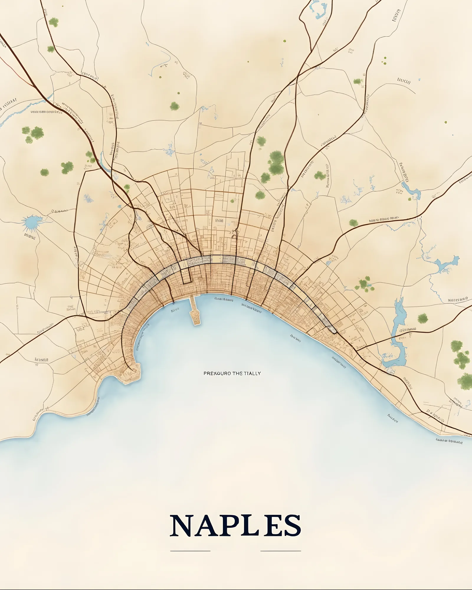 PixuPrint Naples Coastal Map Print