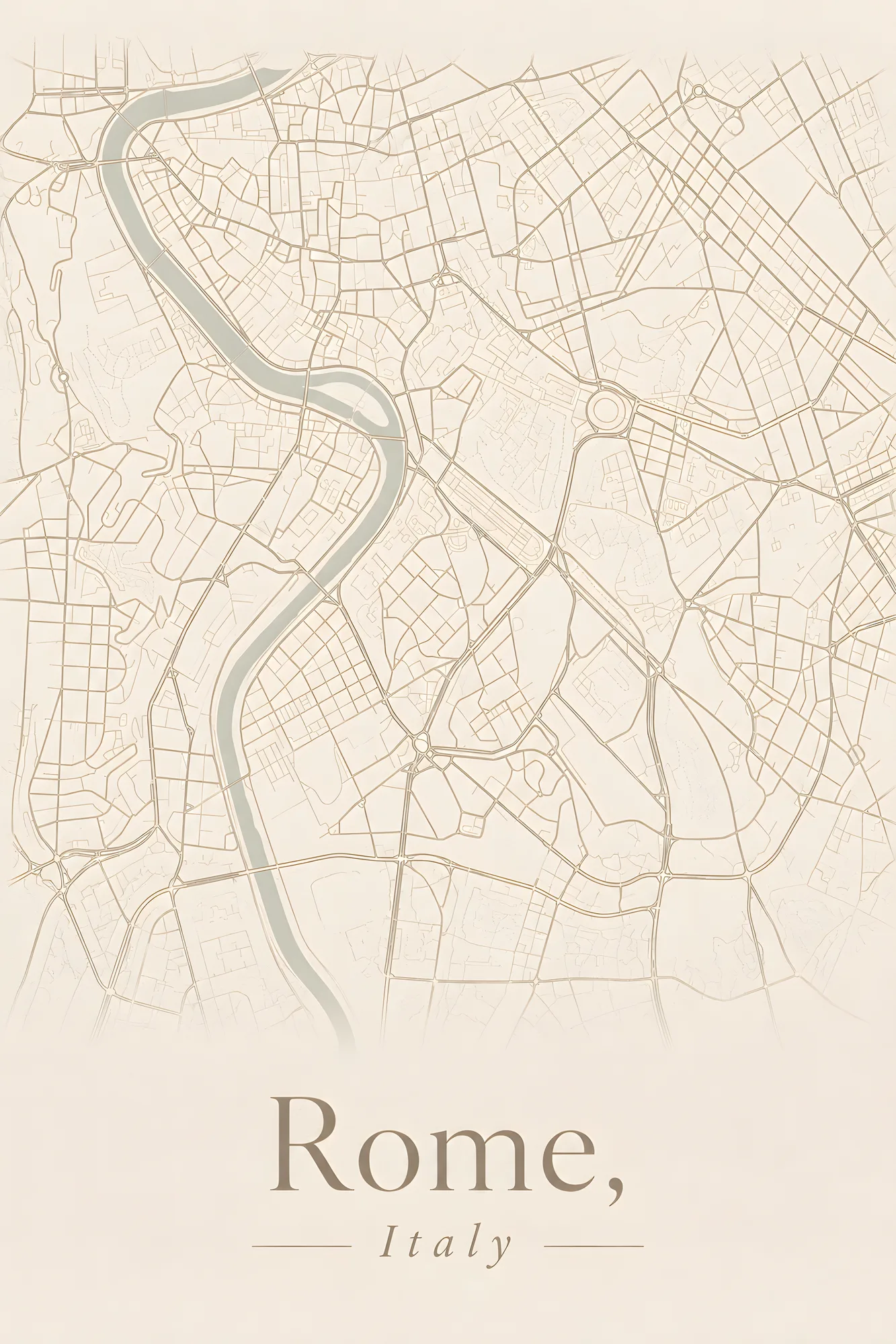 PixuPrint Rome Neutral Map Print
