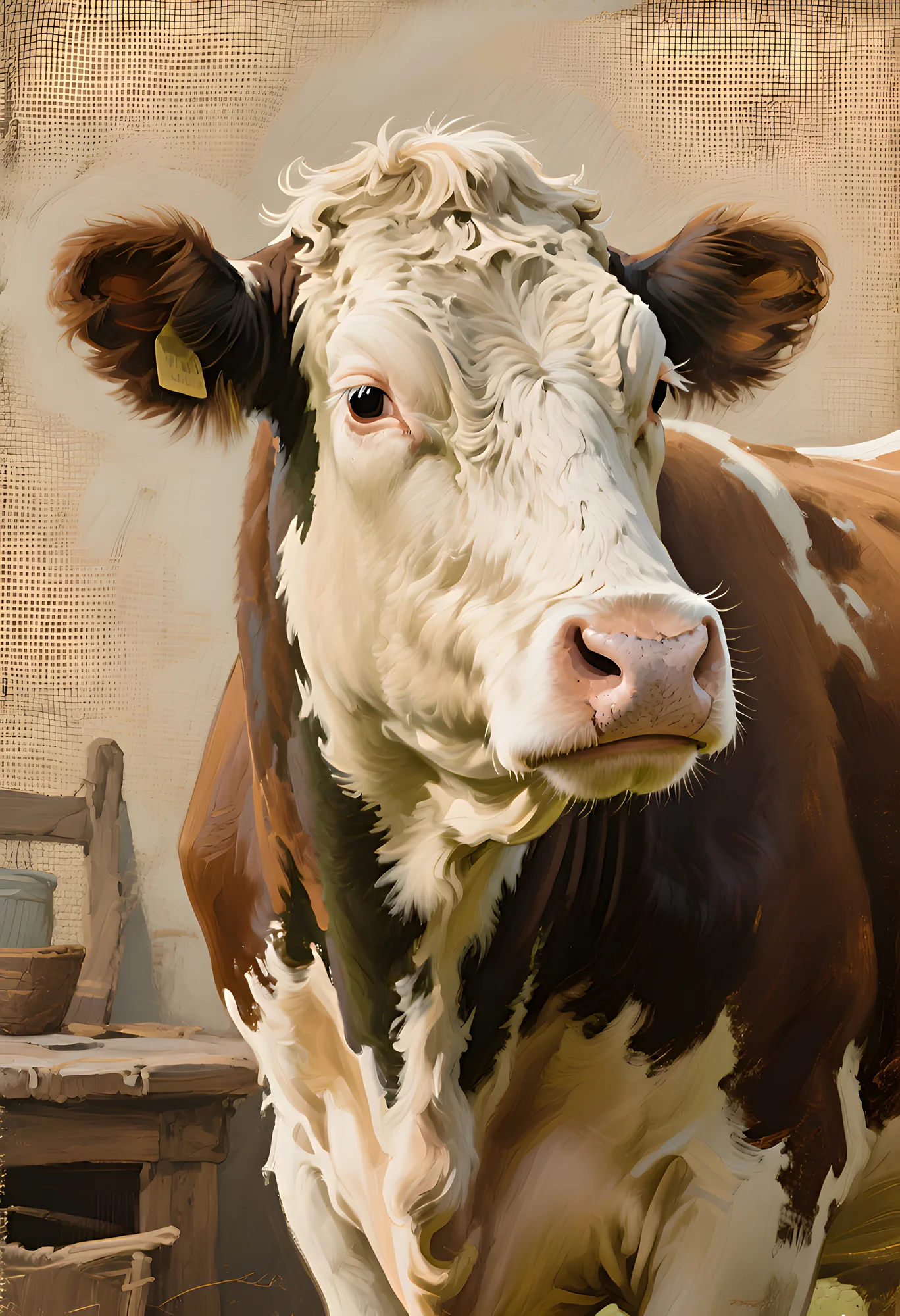 PixuPrint Rustic Farm Cow Portrait