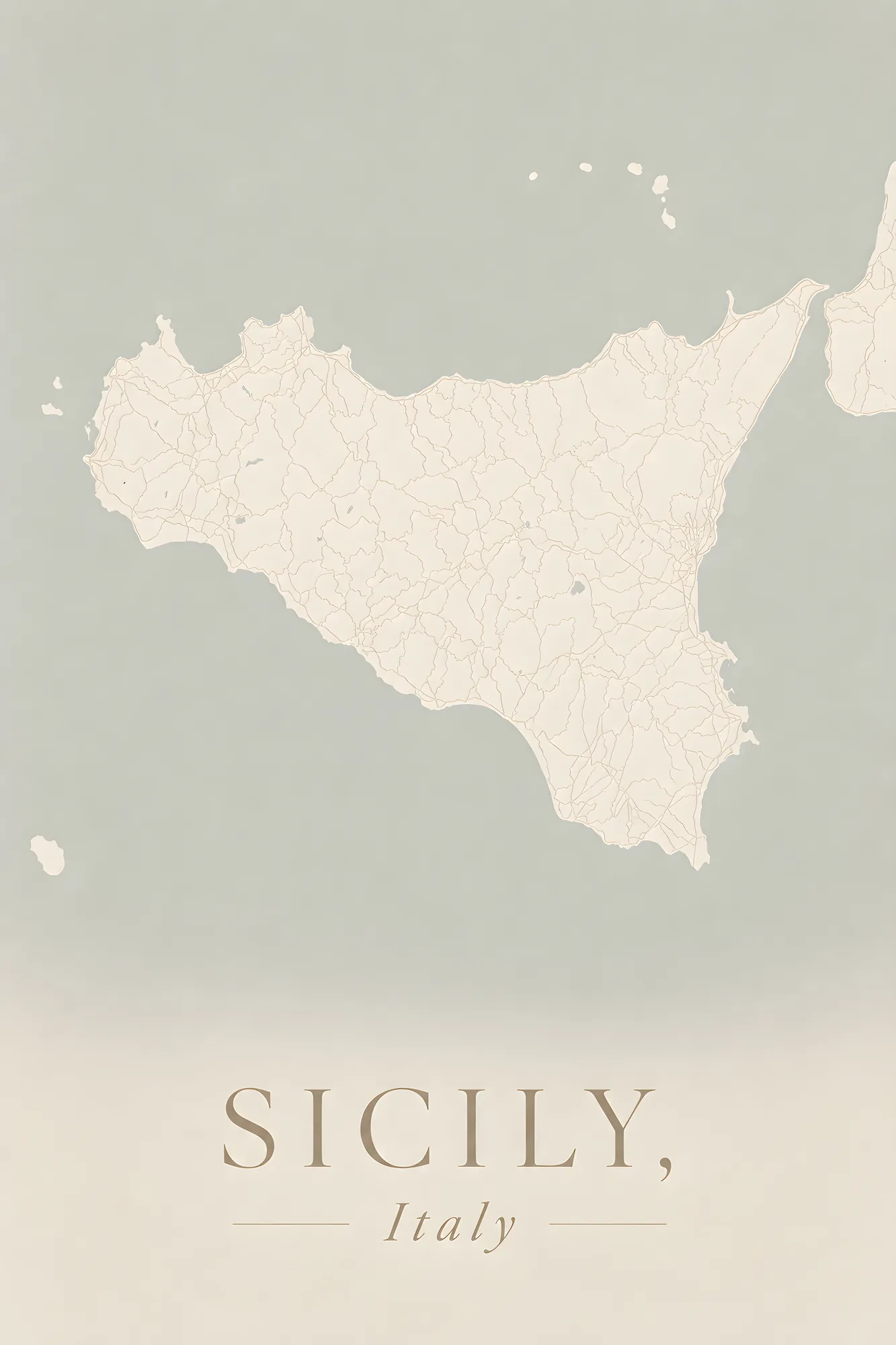 PixuPrint Sicily Minimal Map Print