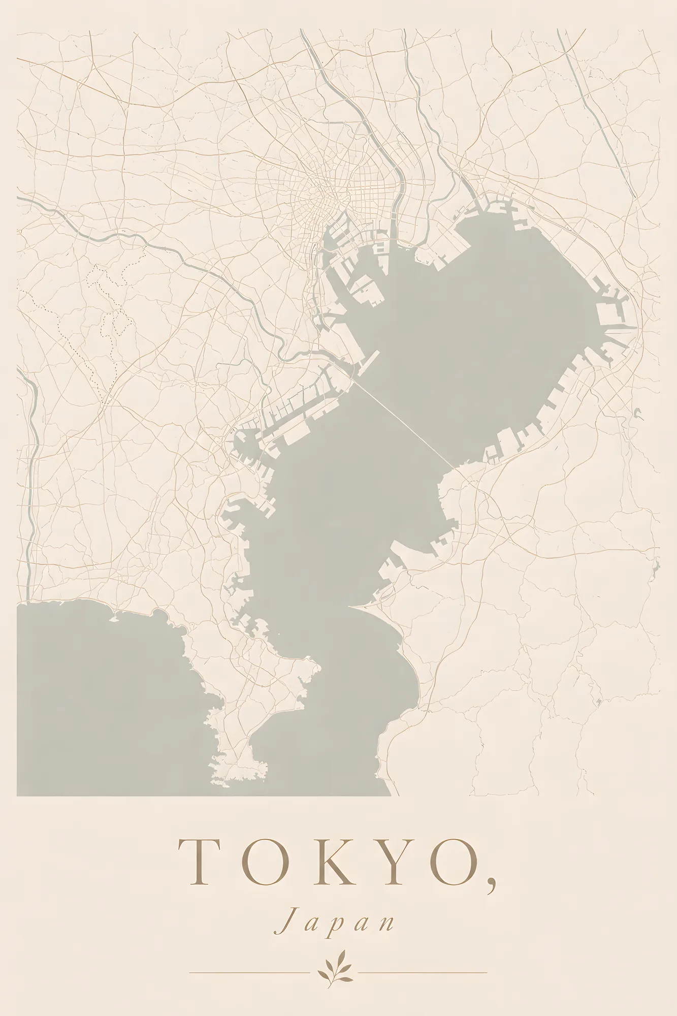 PixuPrint Tokyo Neutral Map Print